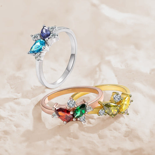 Marquise Double Birthstone Ring