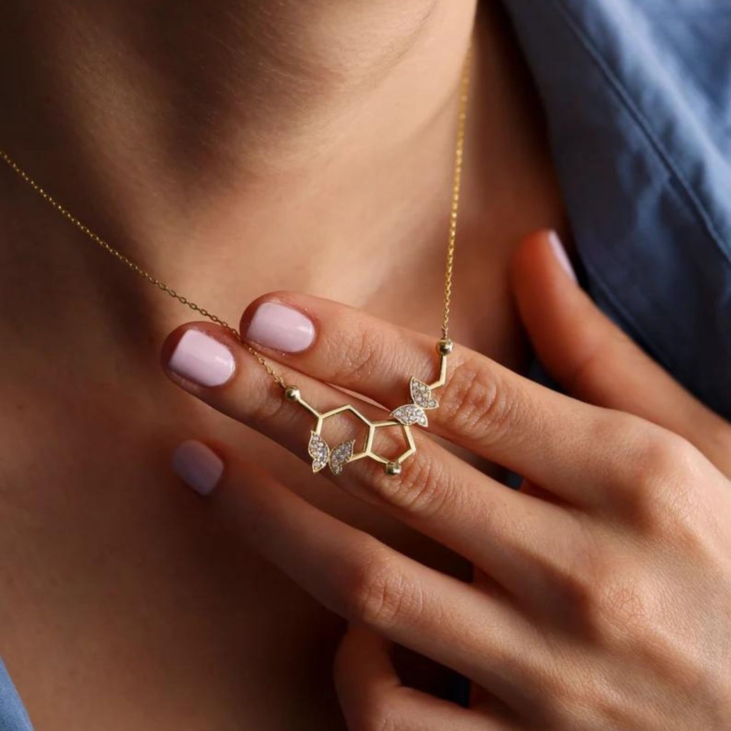 Butterfly Serotonin Molecule Necklace