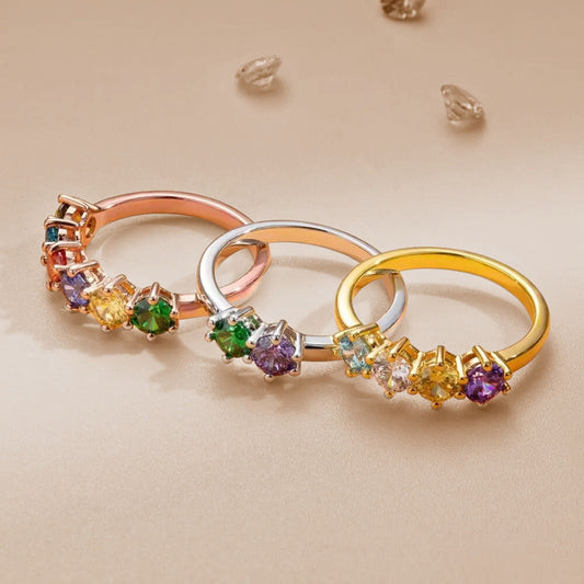 Dainty Combined Birthstone Ring