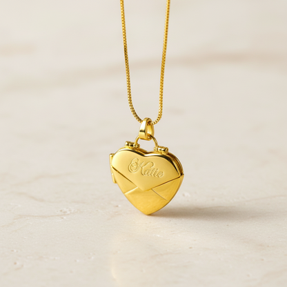 Custom Heart Envelope Locket Necklace