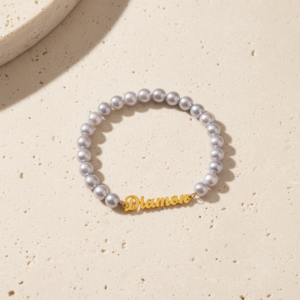 Personalized Name Pearl Beaded Bracelet