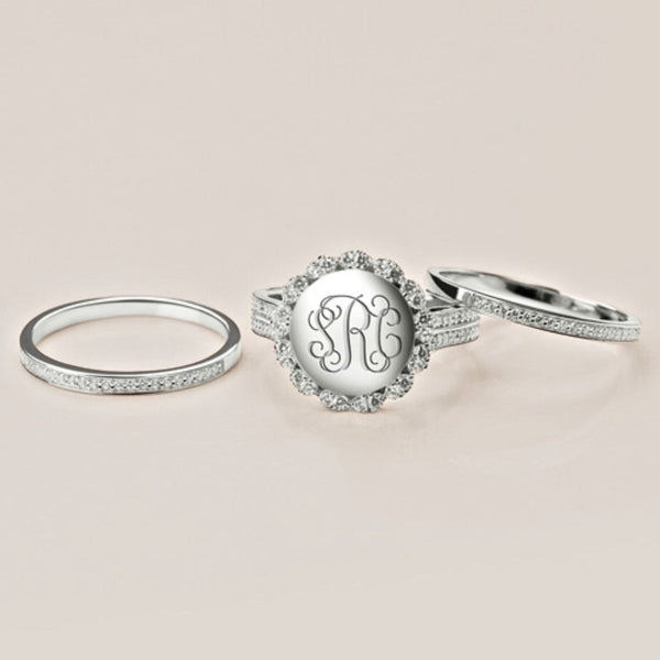 Custom Monogram Stackable Ring Set