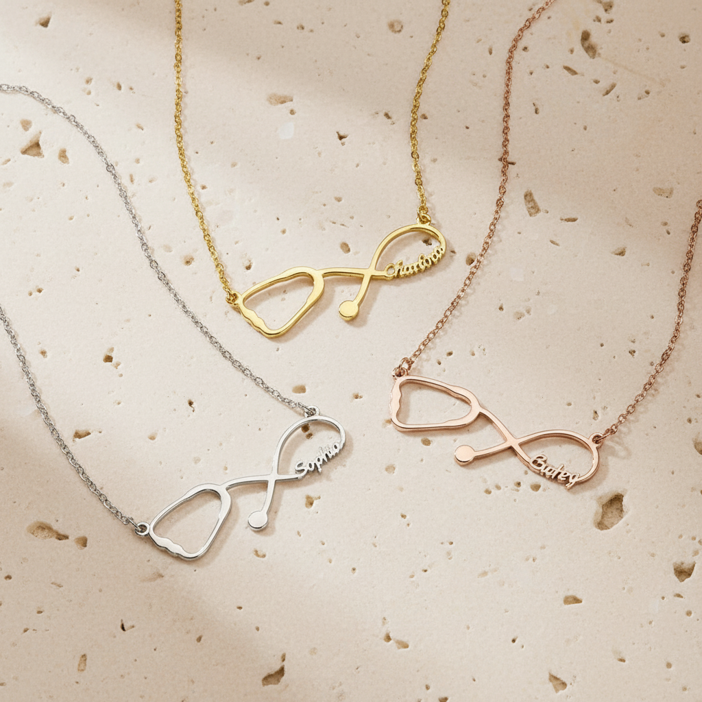 Personalized Stethoscope Name Necklace