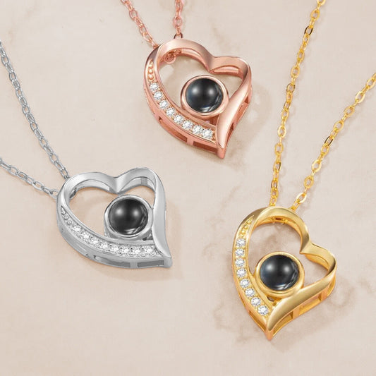 Custom Heart Photo Projection Necklace