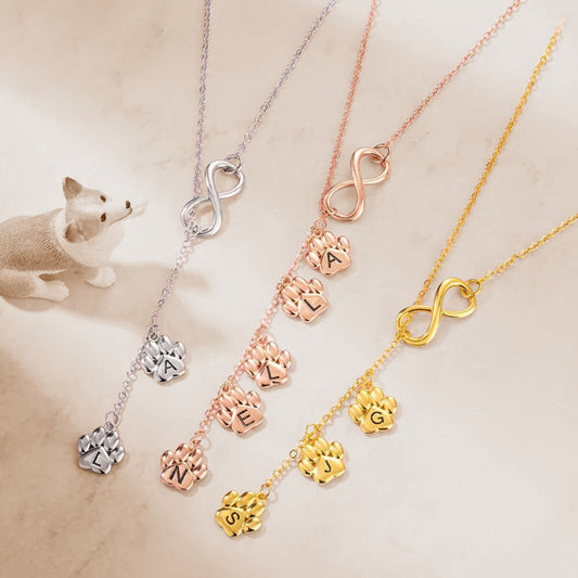 Personalized Initial Pet Paw Necklace