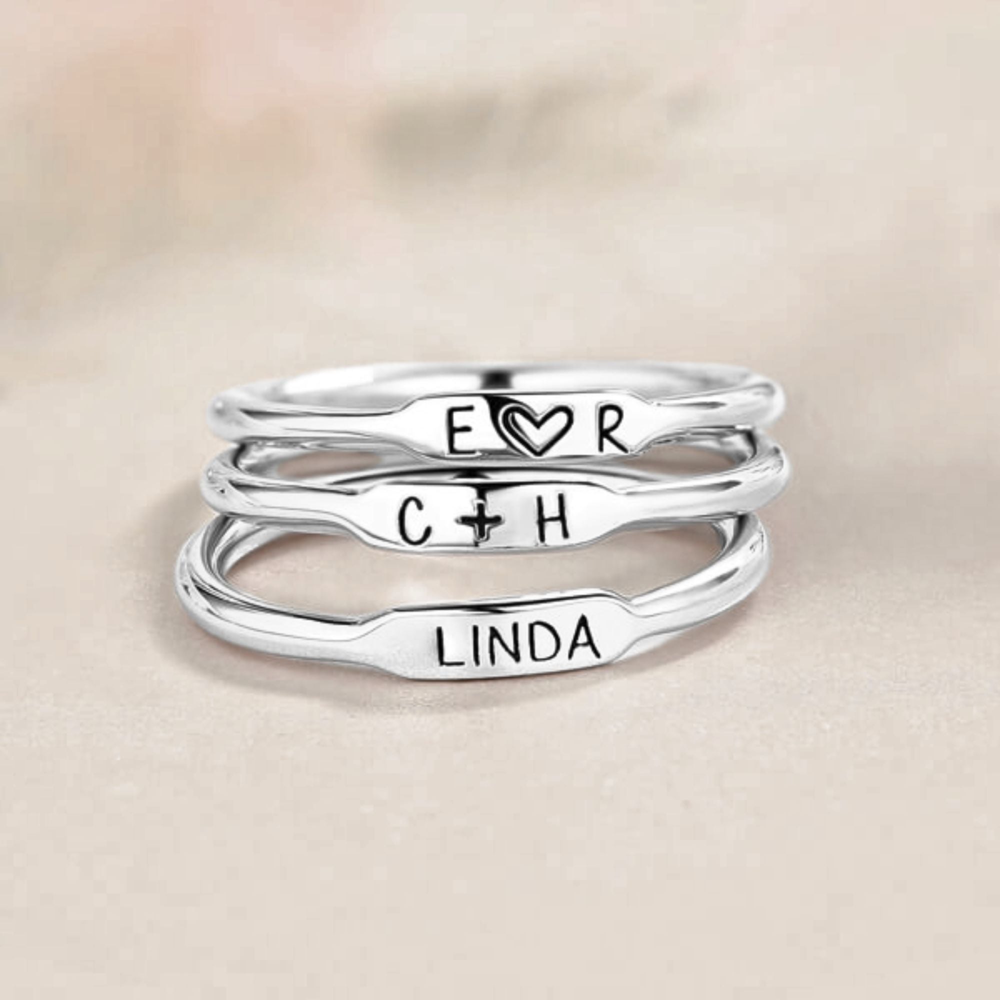 Personalized Dainty Stackable Rings 925 Silver