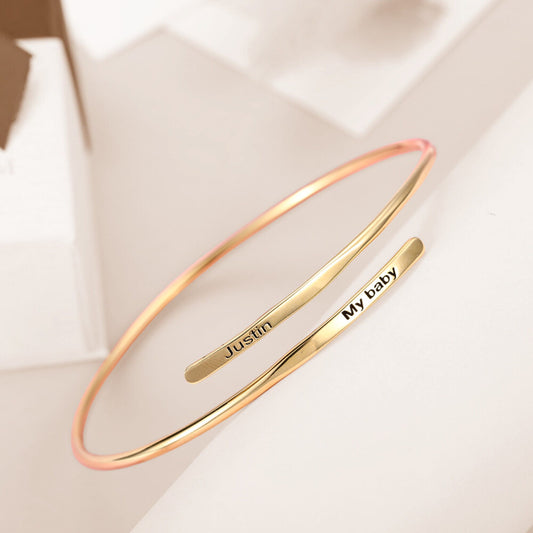 Engraved Open Name Bracelet