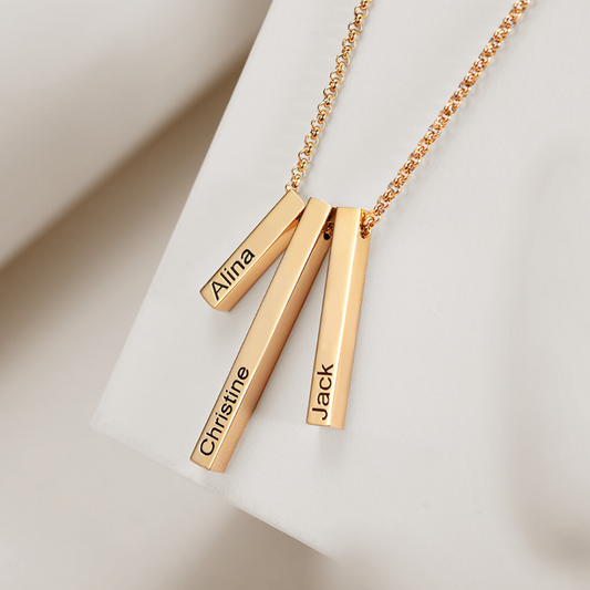 Engraved Vertical Bar Necklace