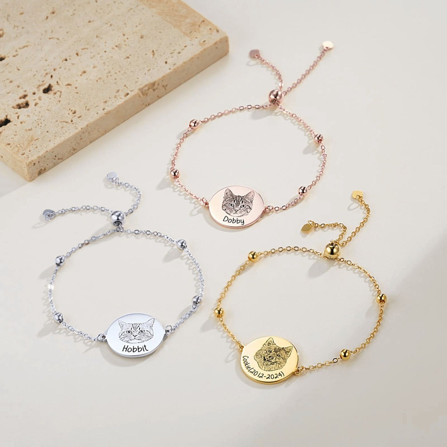 Custom Name Pet Portrait Engraved Bracelet