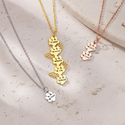 Custom Combined Pet Paw Necklace