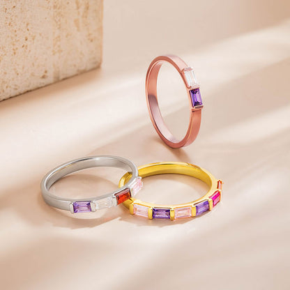 Combined Birthstone Stackable Rings