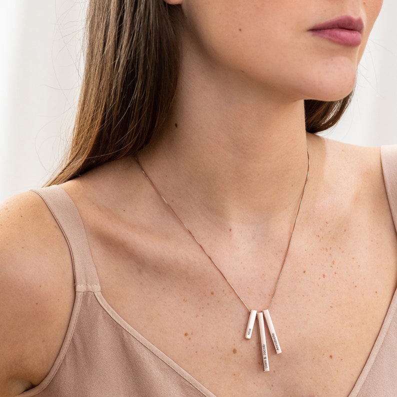 Engraved Vertical Bar Necklace