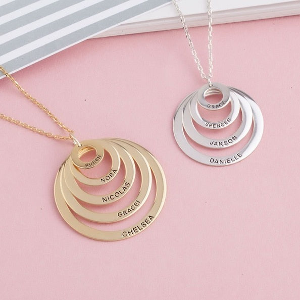 Engraved Family Name Necklace 925 Sterling Silver