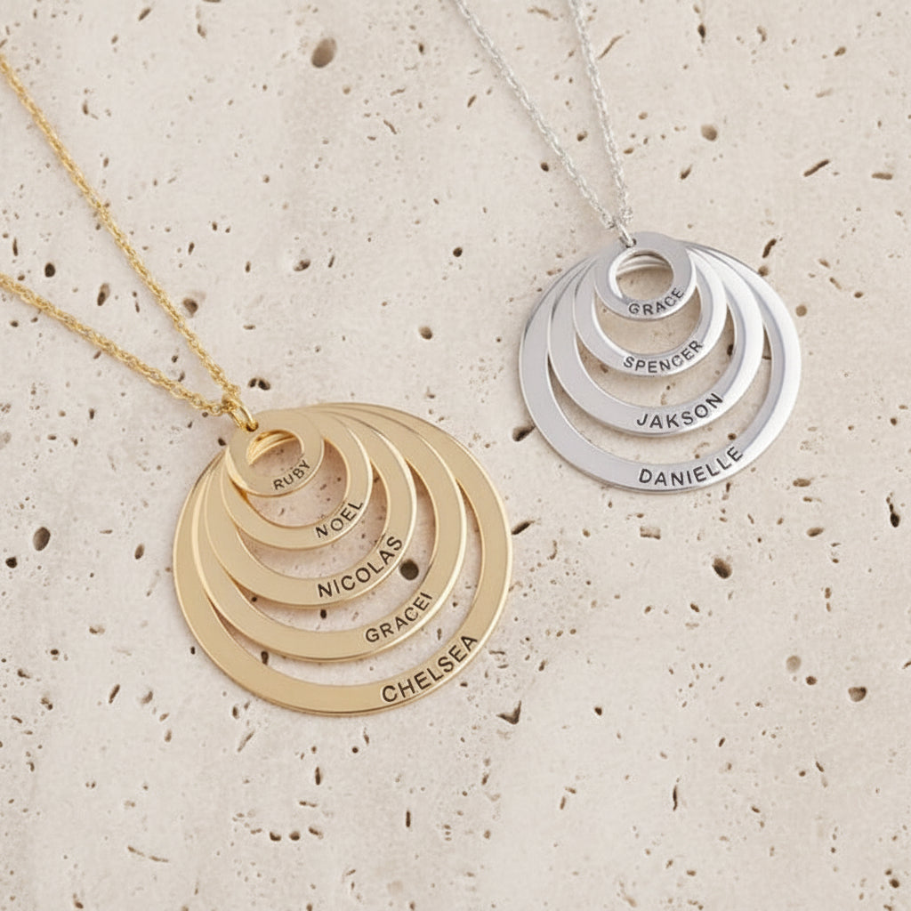 Engraved Family Name Necklace 925 Sterling Silver