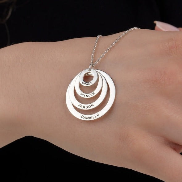 Engraved Family Name Necklace 925 Sterling Silver