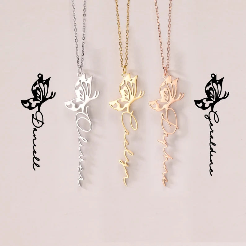 Personalized Butterfly Name Necklace