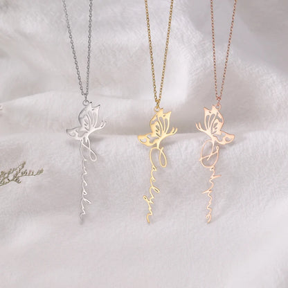 Personalized Butterfly Name Necklace