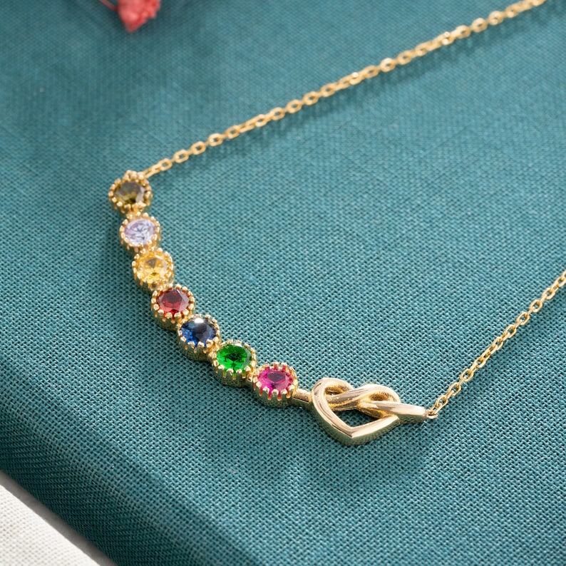 Combined Birthstone Heart Necklace