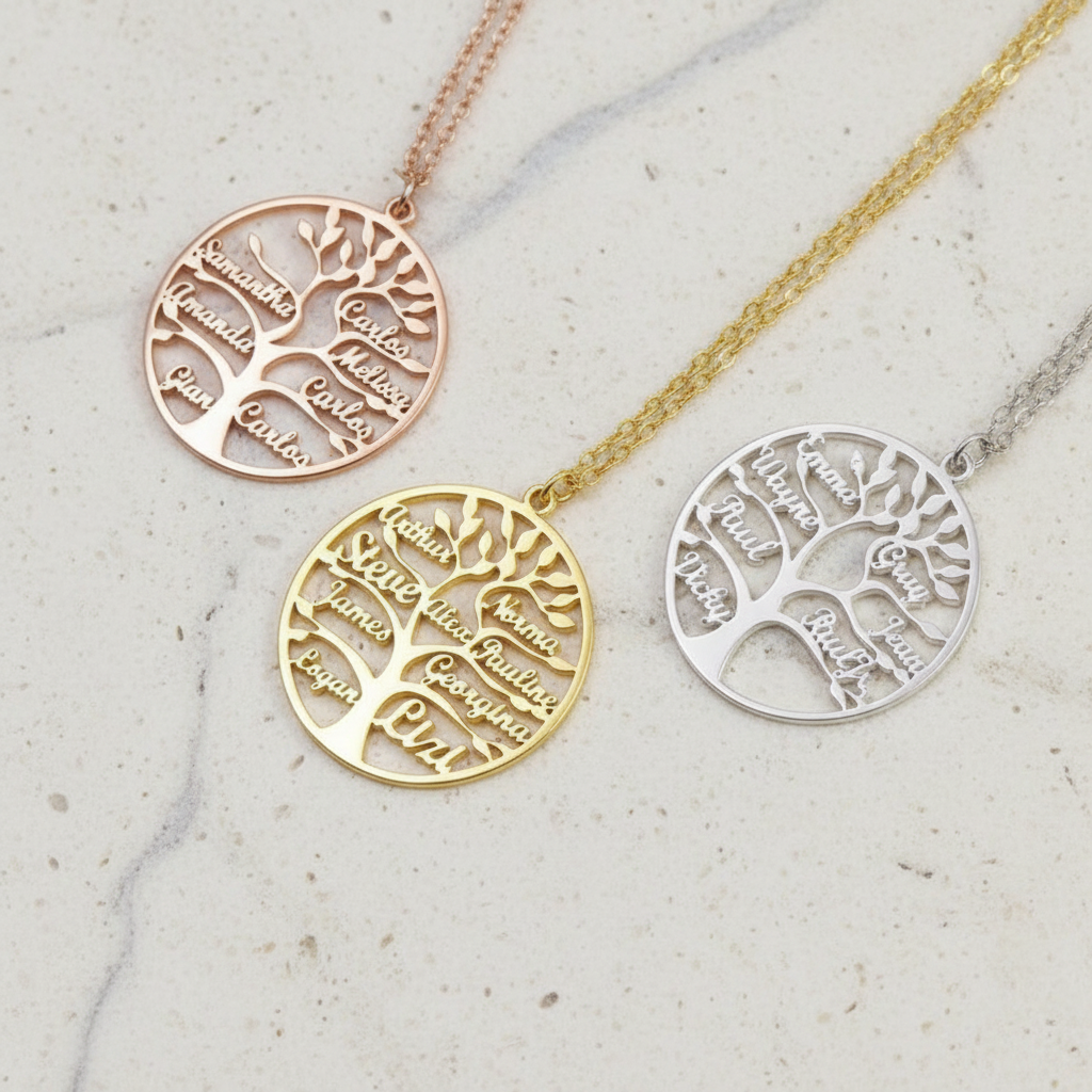 Personalized Family Names Tree Necklace