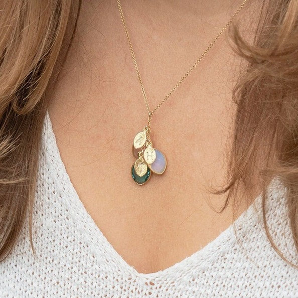 Combined Family Birthstones & Initials Necklace