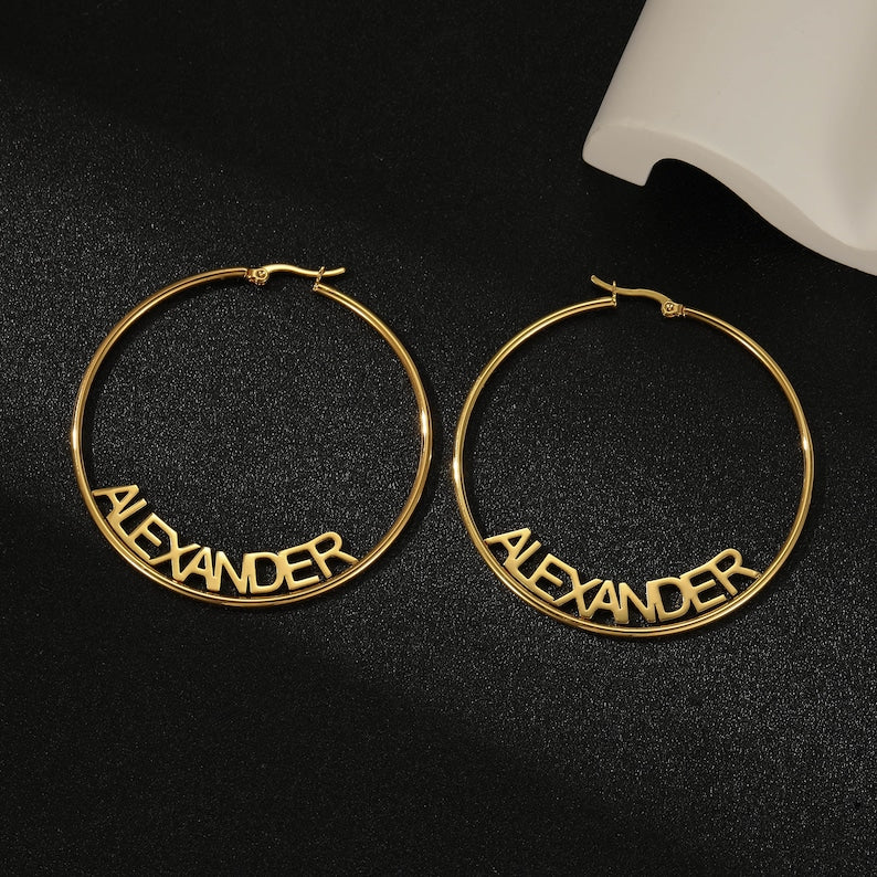 Personalized Name Hoop Earrings