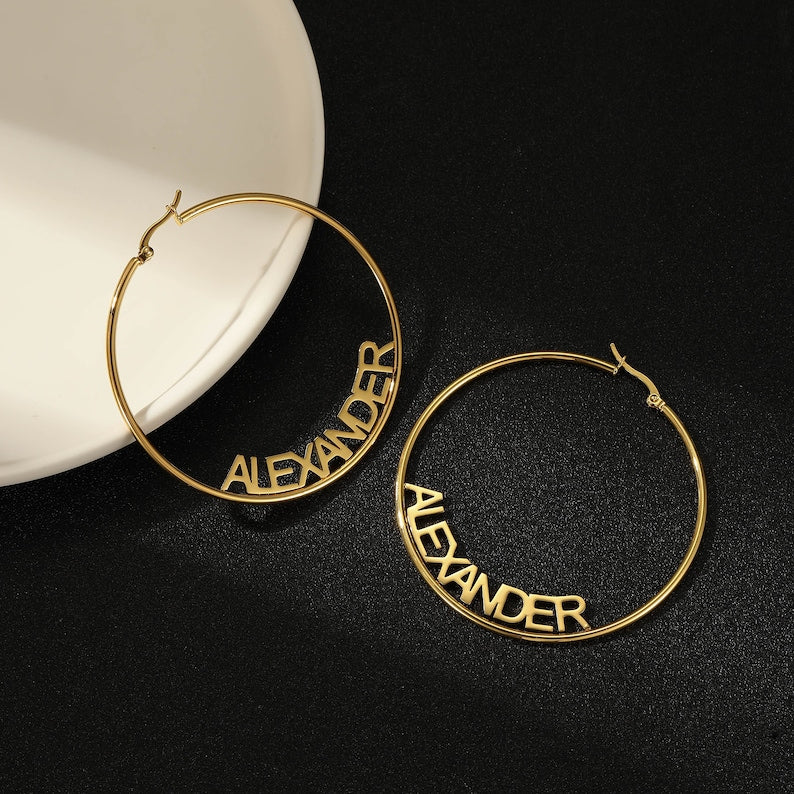 Personalized Name Hoop Earrings