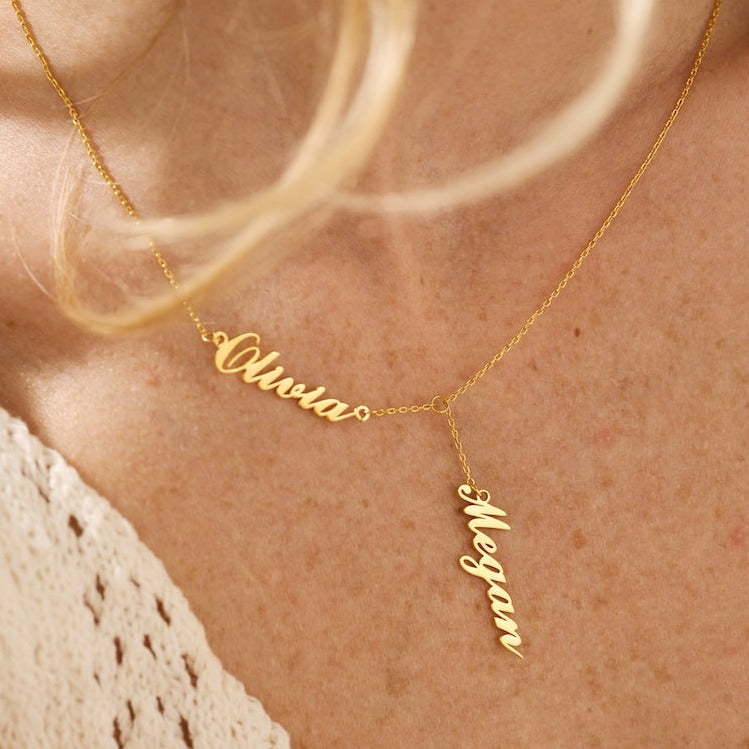 Custom Double Names Y-Necklace