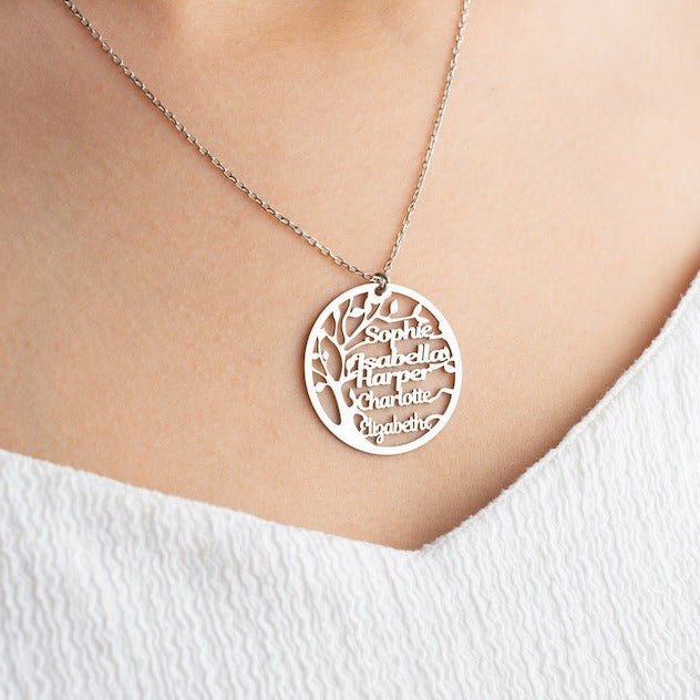 Personalized Family Names Tree Necklace