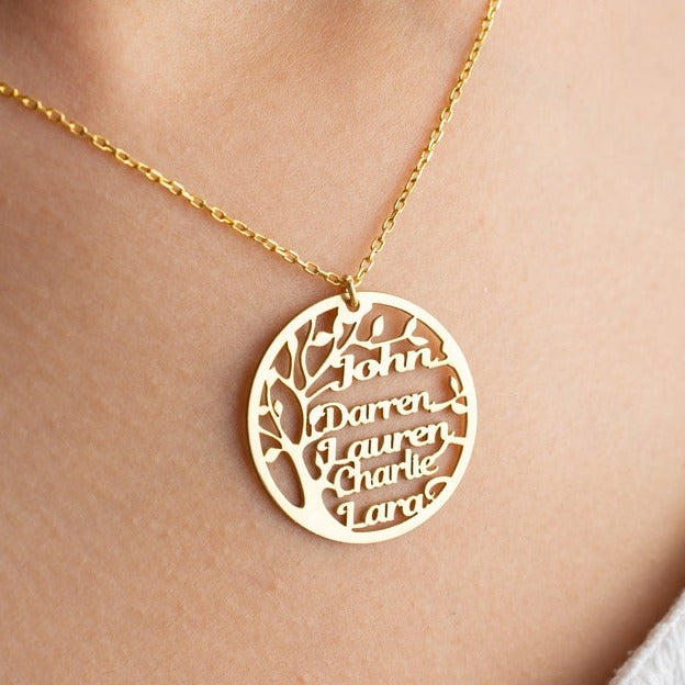 Personalized Family Names Tree Necklace