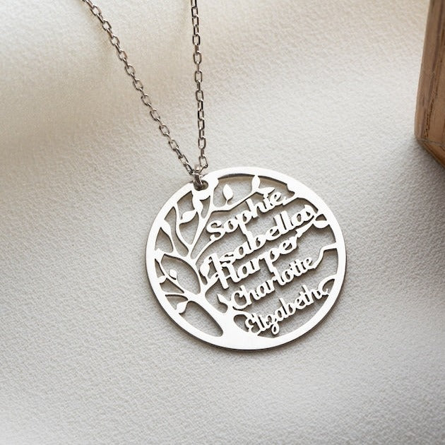 Personalized Family Names Tree Necklace