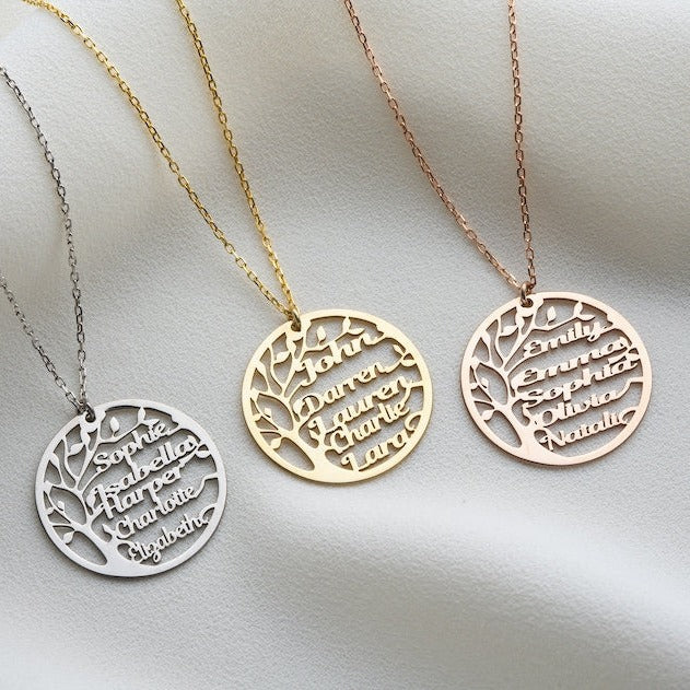 Personalized Family Names Tree Necklace