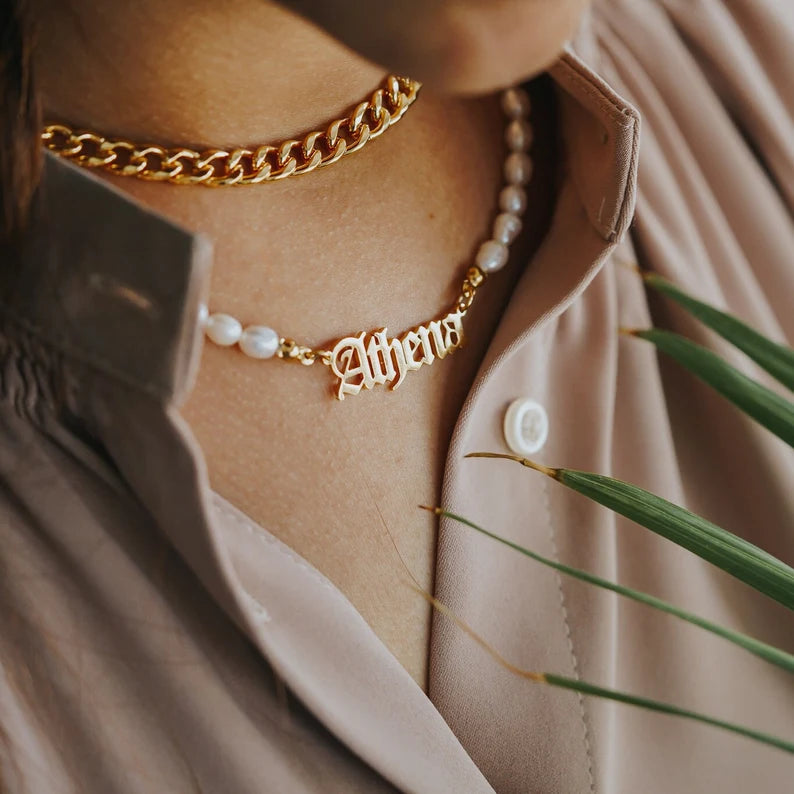 Personalized Name Pearl Necklace