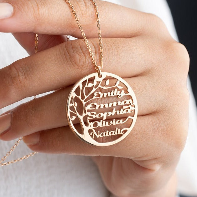 Personalized Family Names Tree Necklace