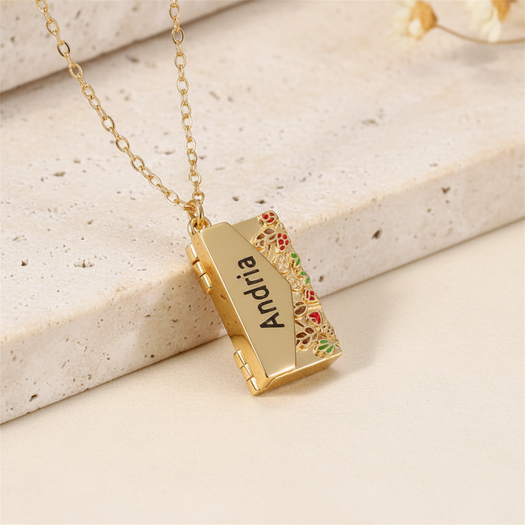 Custom Engraved Name Mail Locket Necklace