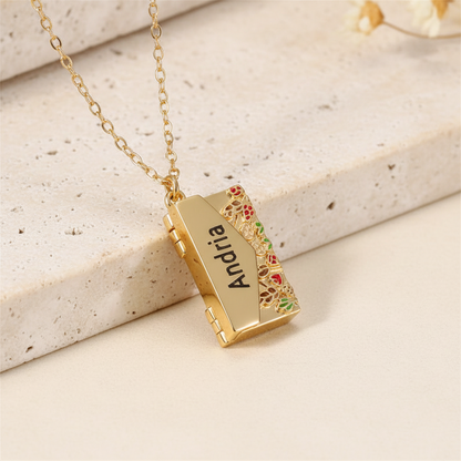Custom Engraved Name Mail Locket Necklace