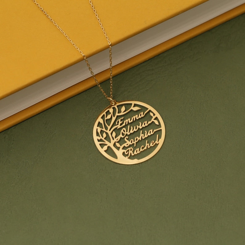 Personalized Family Names Tree Necklace