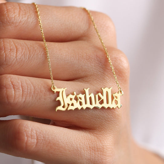 Custom Old English Name Necklace