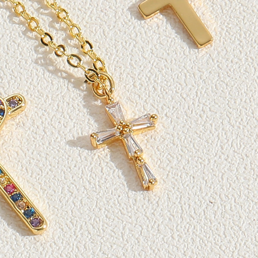 Vintage Crystal Cross Pendant Necklace