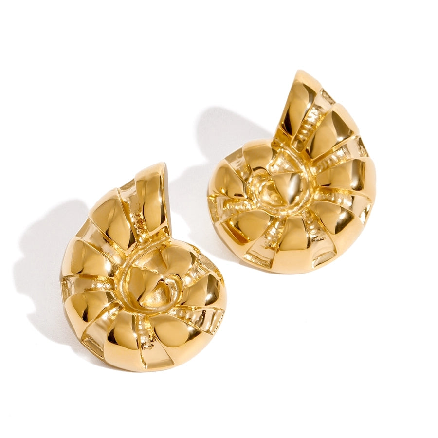 Crab Shell Golden Stud Earrings