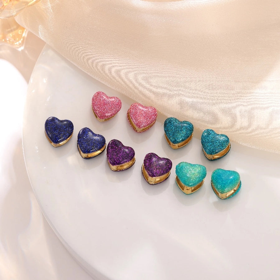 Glitter Heart Shine Hoop Earrings