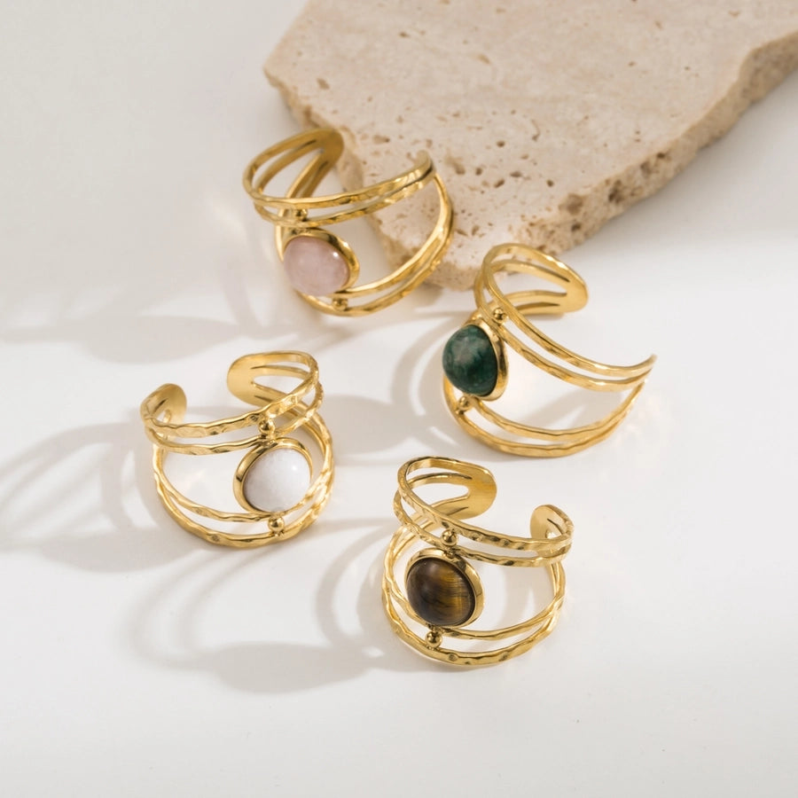 Elena Vintage Gemstone Open Rings