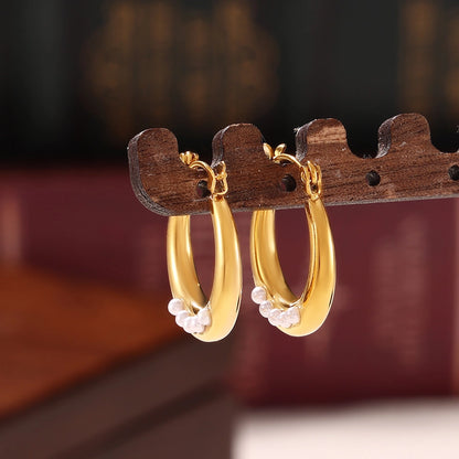 France Pearly Hoop Earrings