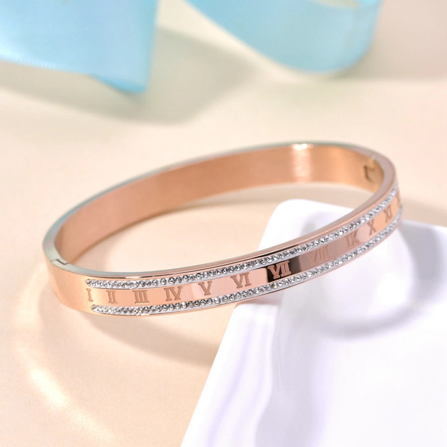 Roman Numeral Rhinestone Bangle Bracelet