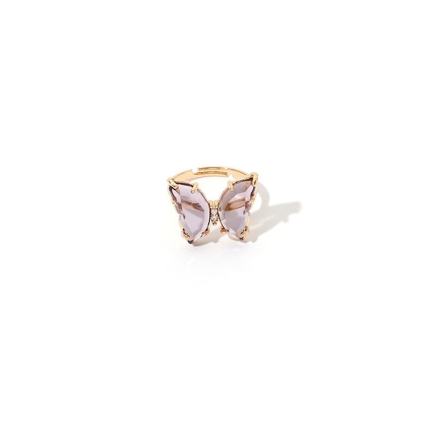 Dainty Crystal Butterfly Rings