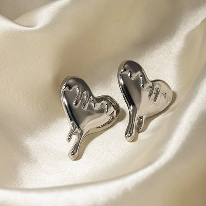 Minimalist Melted Heart Stud Earrings