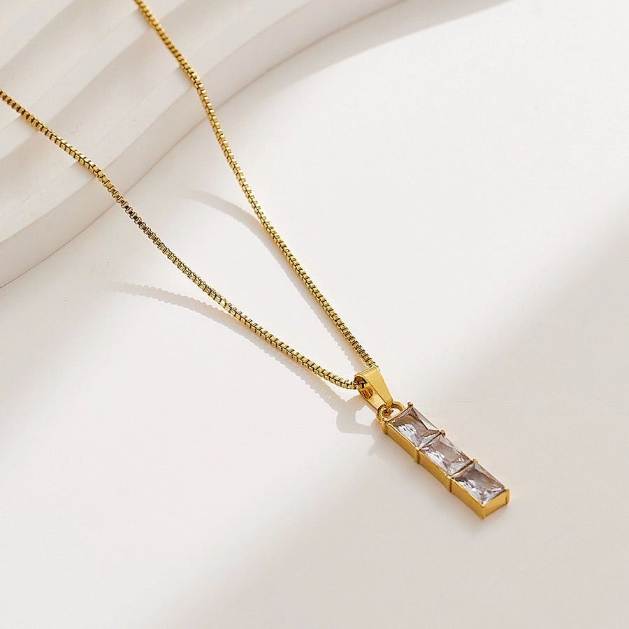 Vintage Crystal Bar Pendant Necklace