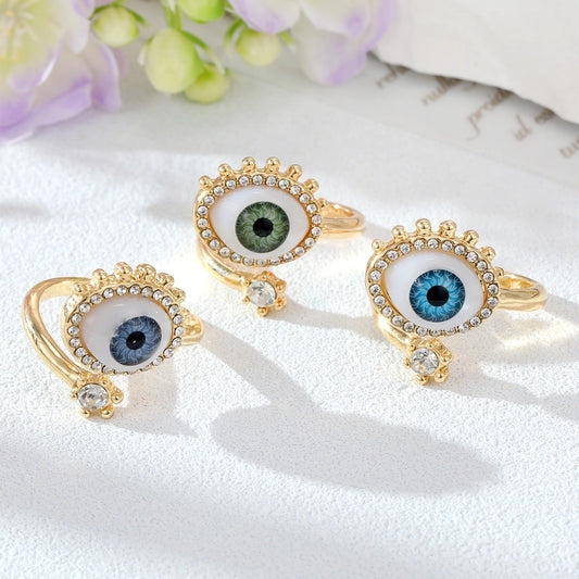 Evil Eye Resin Open Ring