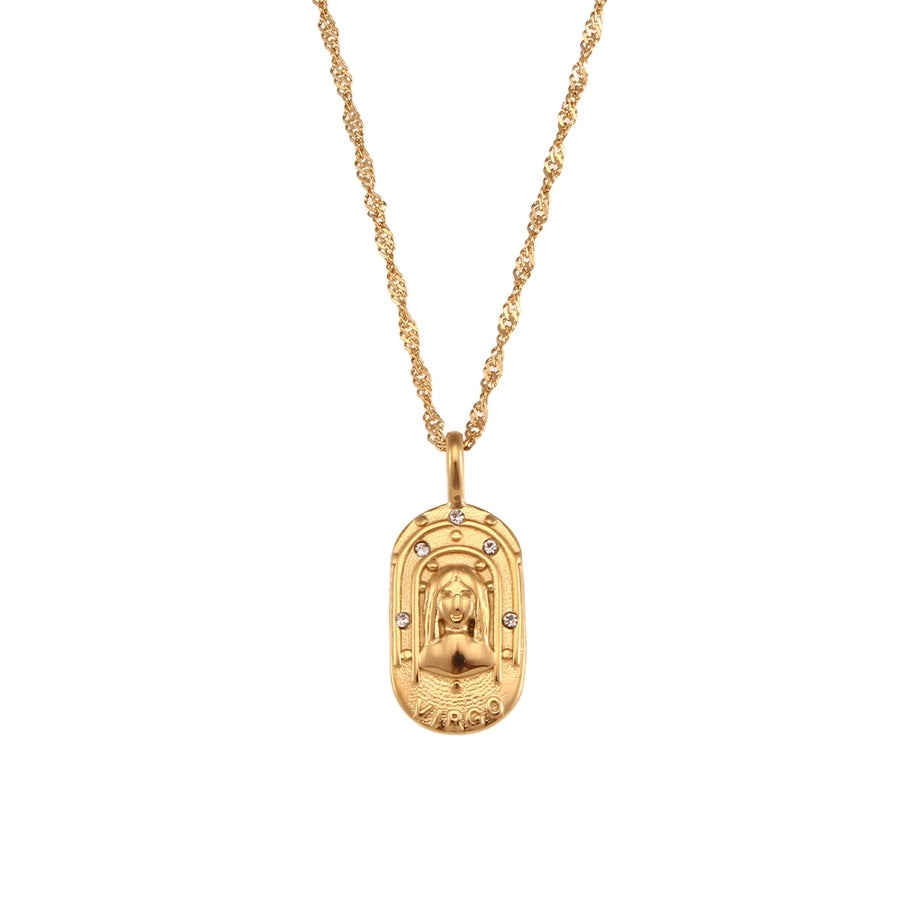 Vintage Gold Zodiac Pendant Necklace