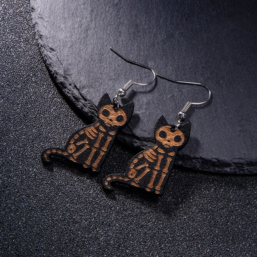 Halloween Black Cat Hook Earrings