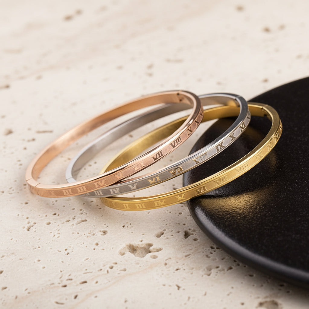 Roman Numeral Stackable Bangles